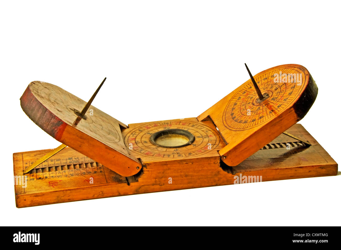 Chinese antique compass with a sundial Stock Photo