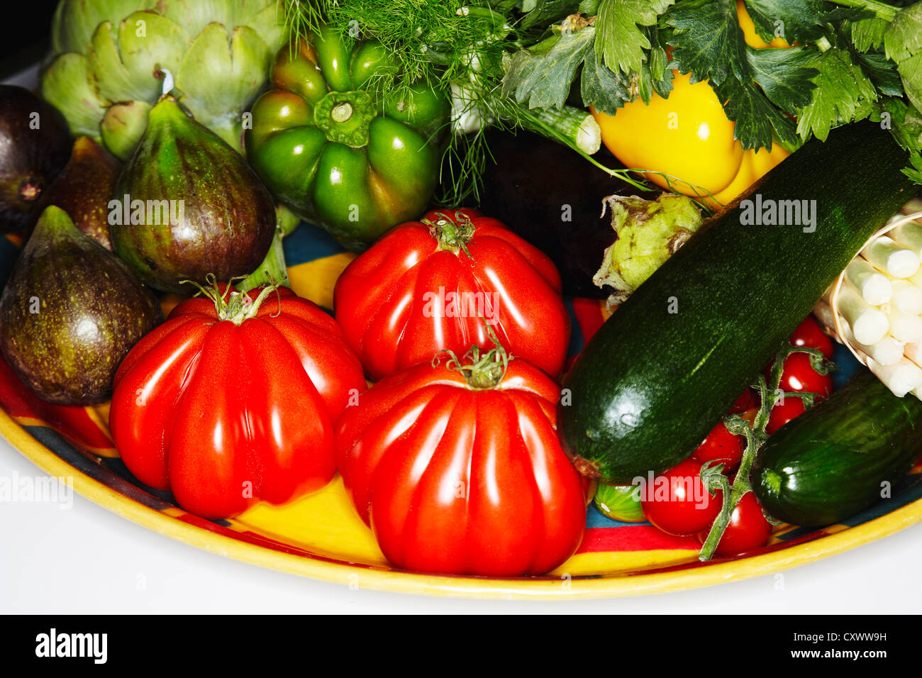 Plate of assorted vegetables Stock Photo