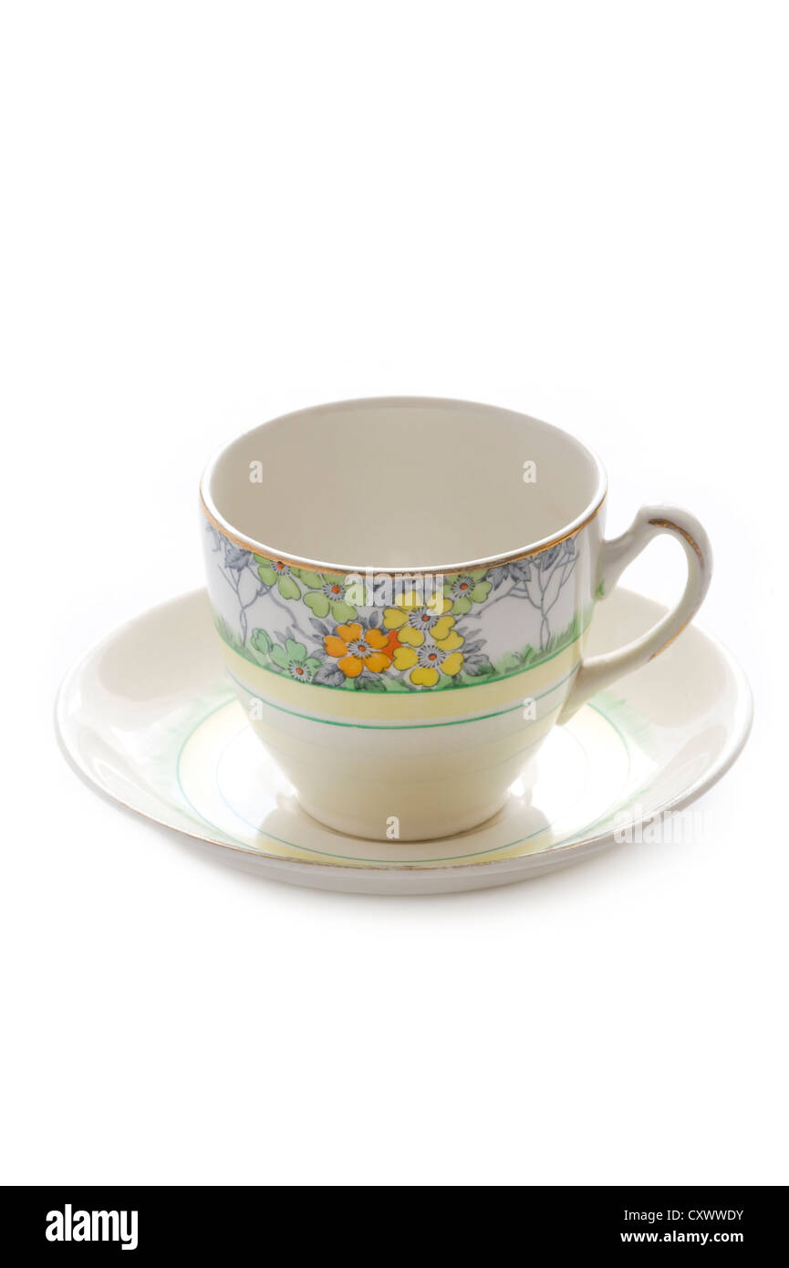 one vintage tea cup isolated on a white background Stock Photo