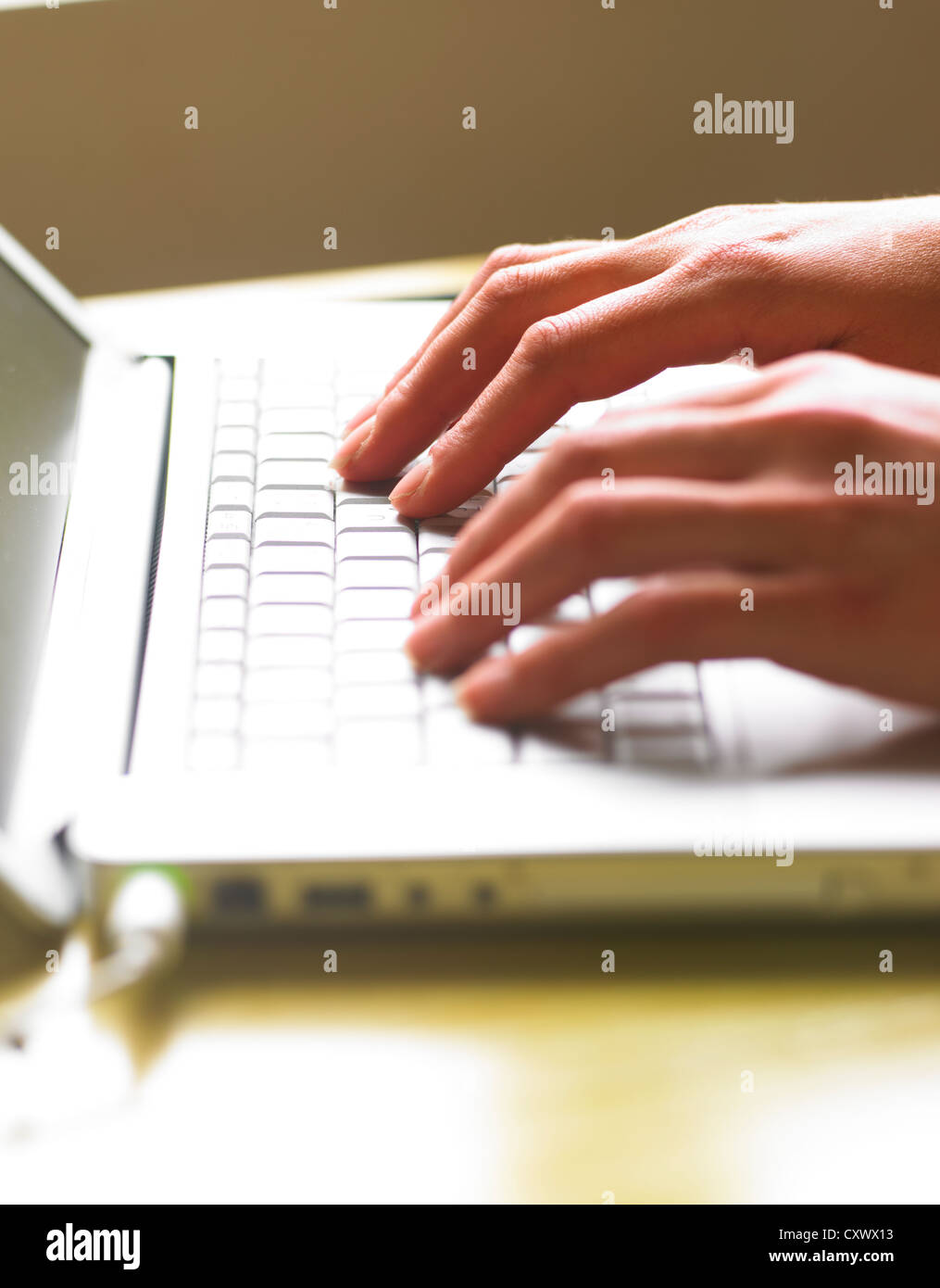 female at computer hands Stock Photo - Alamy