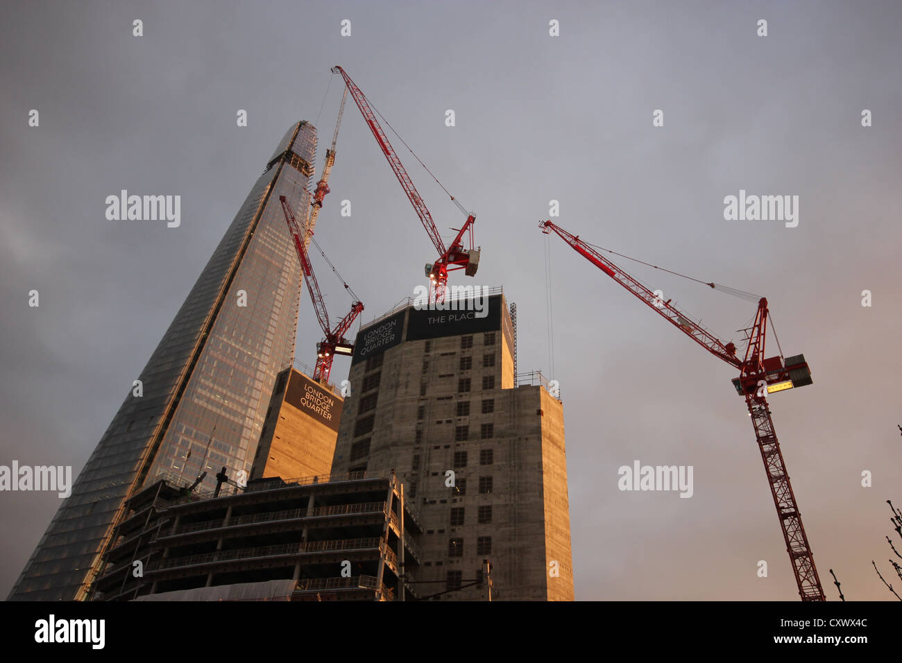 London, buildings and works in the city, cranes europe, architecture, buildings, windows, modern architecture, photoarkive Stock Photo