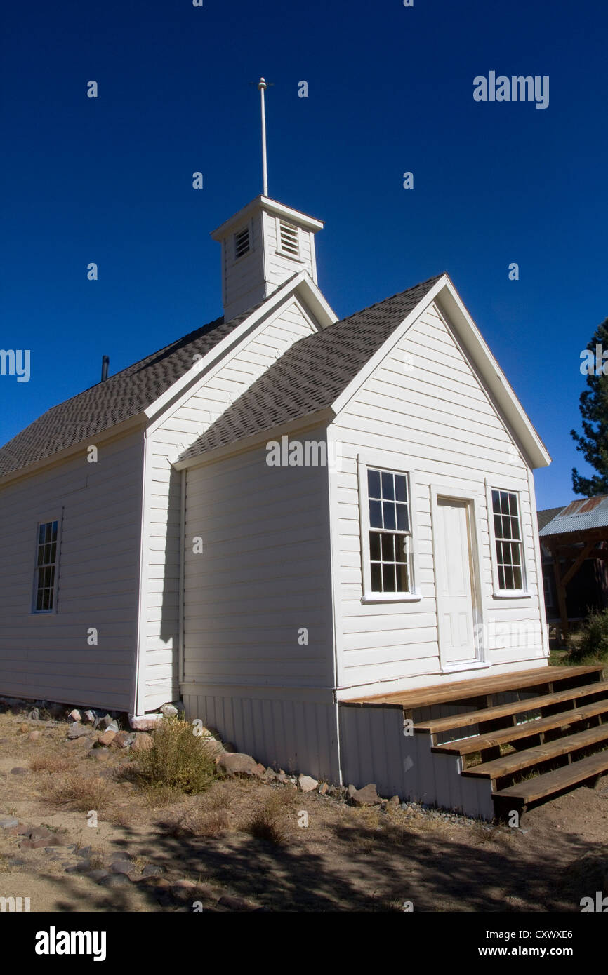 Old Wester School at Markleeville, California, a one room school house built in 1882 Stock Photo