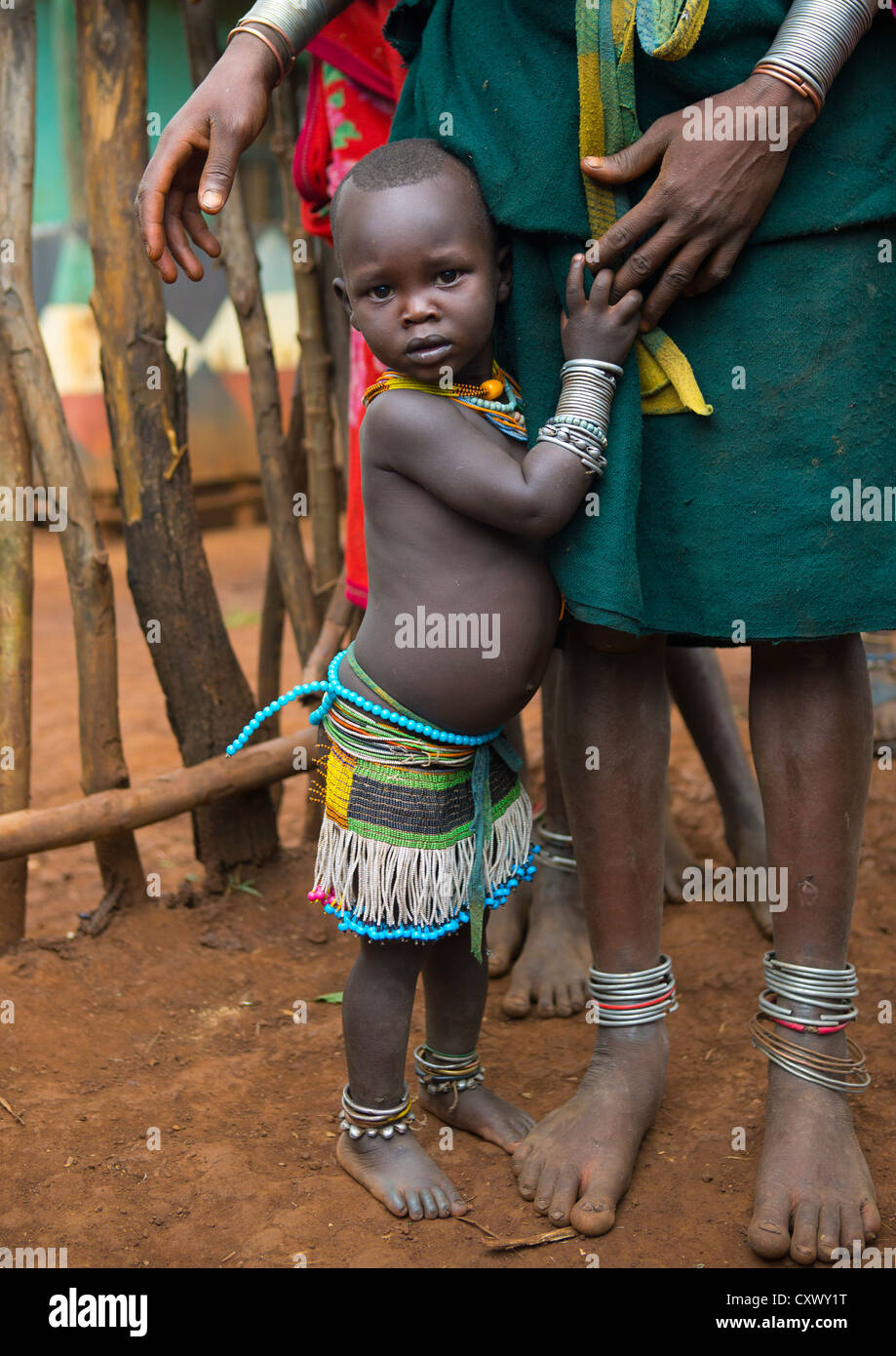 Suri Tribe Woman Girl And Her Mother, Kibish, Omo Valley, Ethiopia