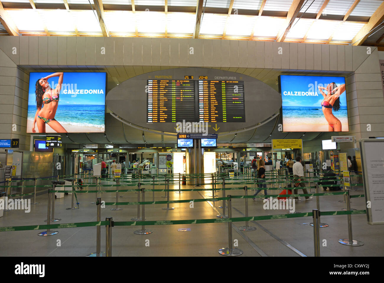 Departures entrance at Venice Marco Polo Airport, Venice, Venice Province, Veneto Region, Italy Stock Photo