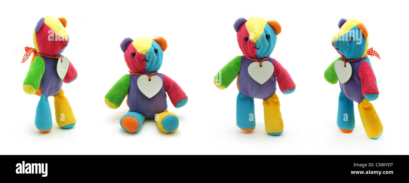 Colorful of cute teddy bear isolated on white background Stock Photo ...