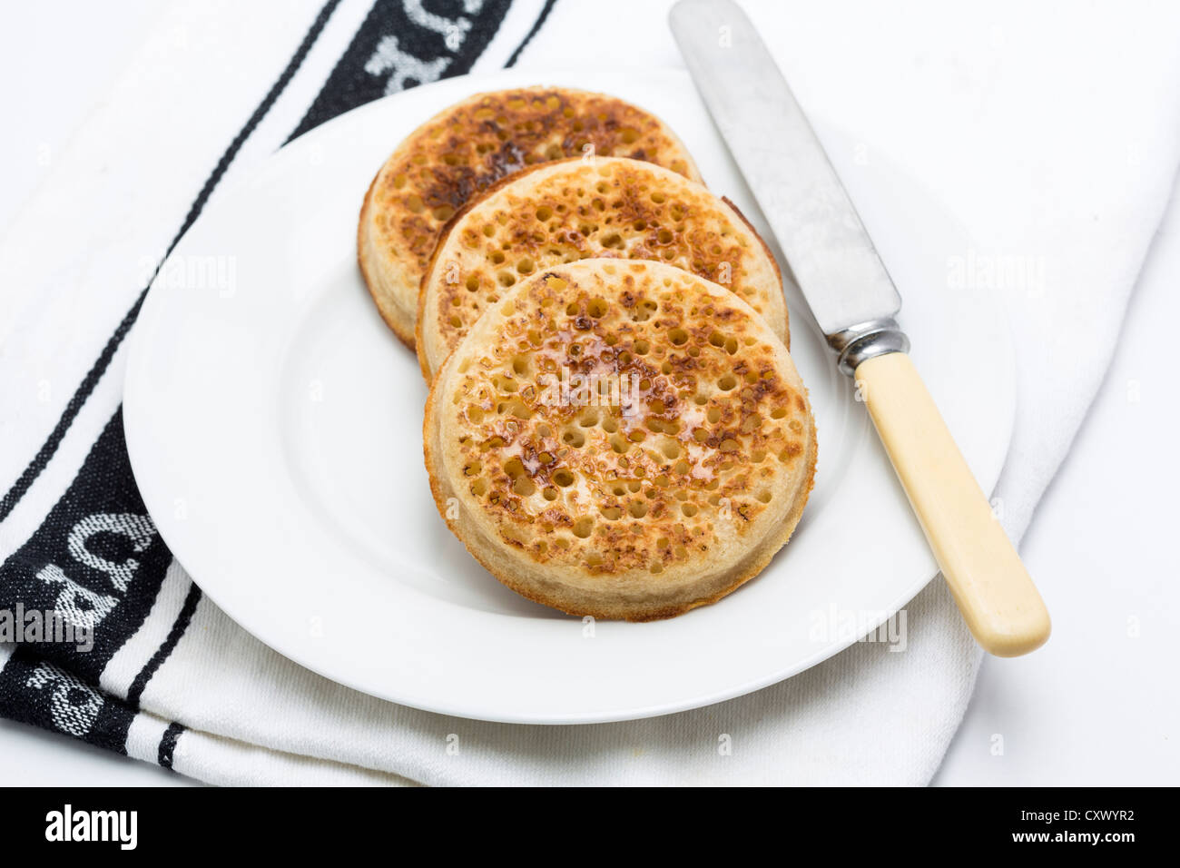 Buttered Crumpet Stock Photo