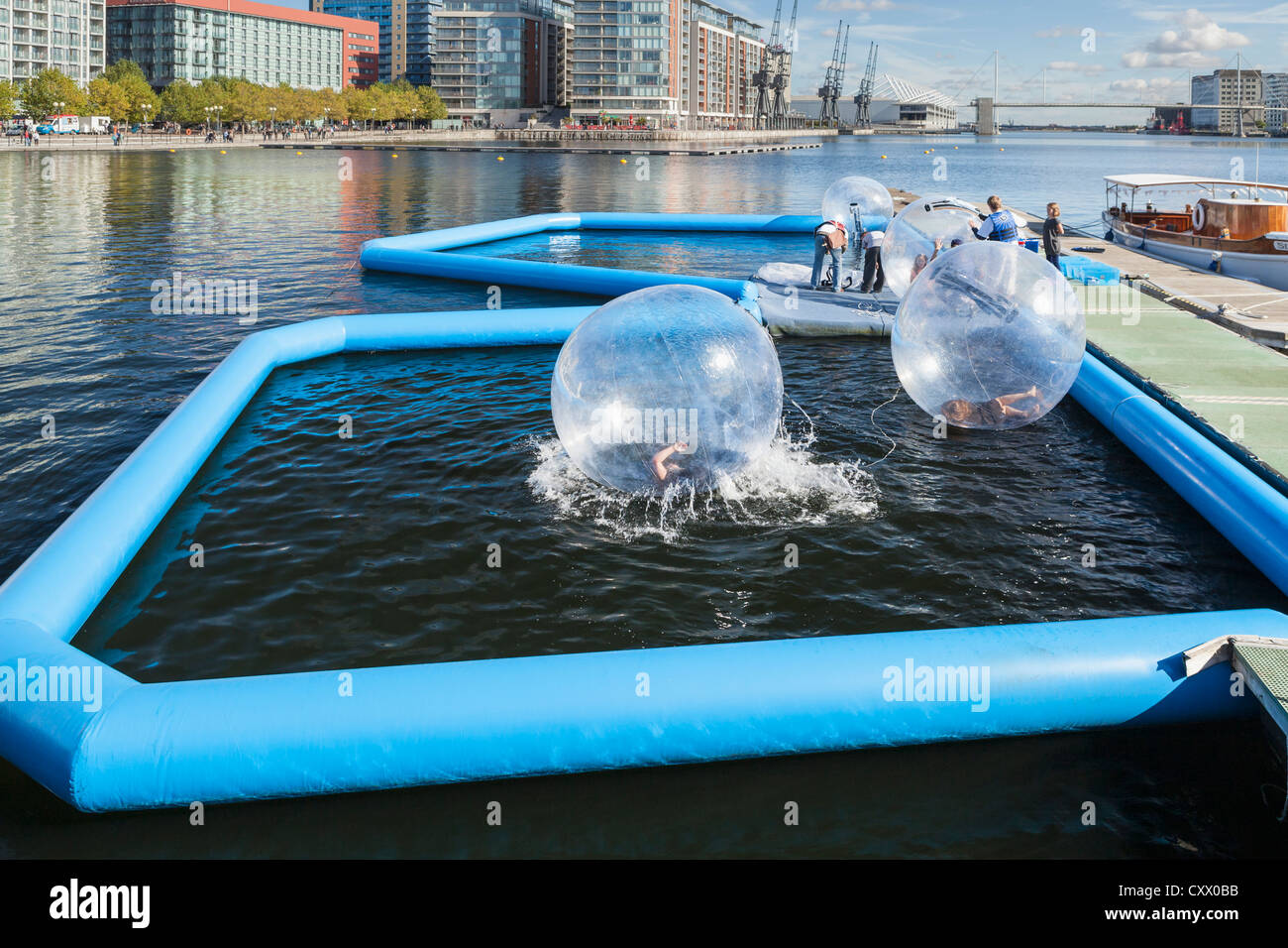 Water zorbing, docks hires stock photography and images Alamy