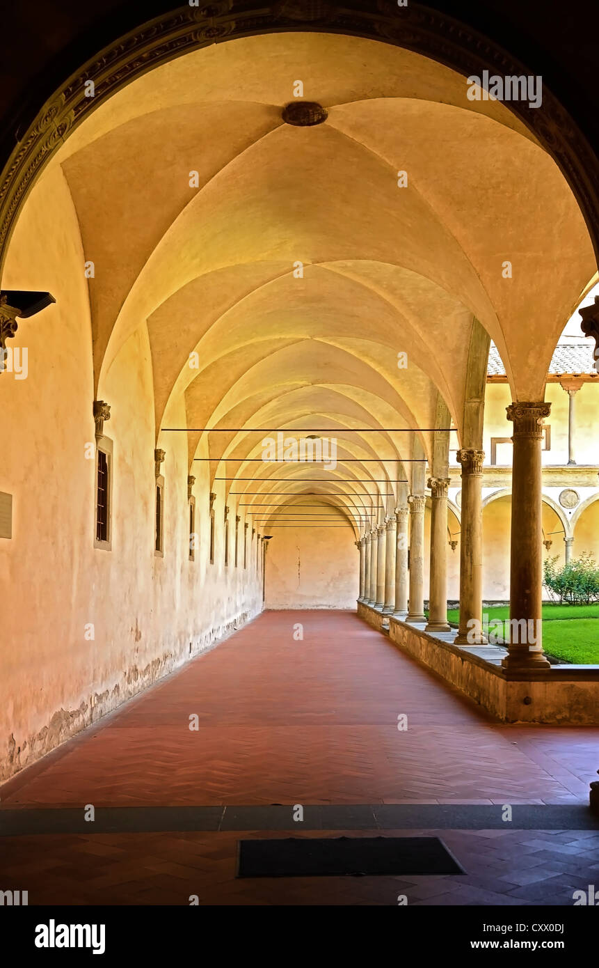 The peaceful cloisters at the Basilica di Santa Croce, in Florence, Italy Stock Photo