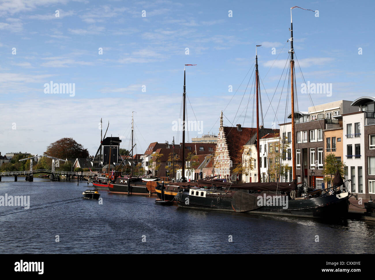 A view on the city Leiden in Holland,The Galgewater Stock Photo