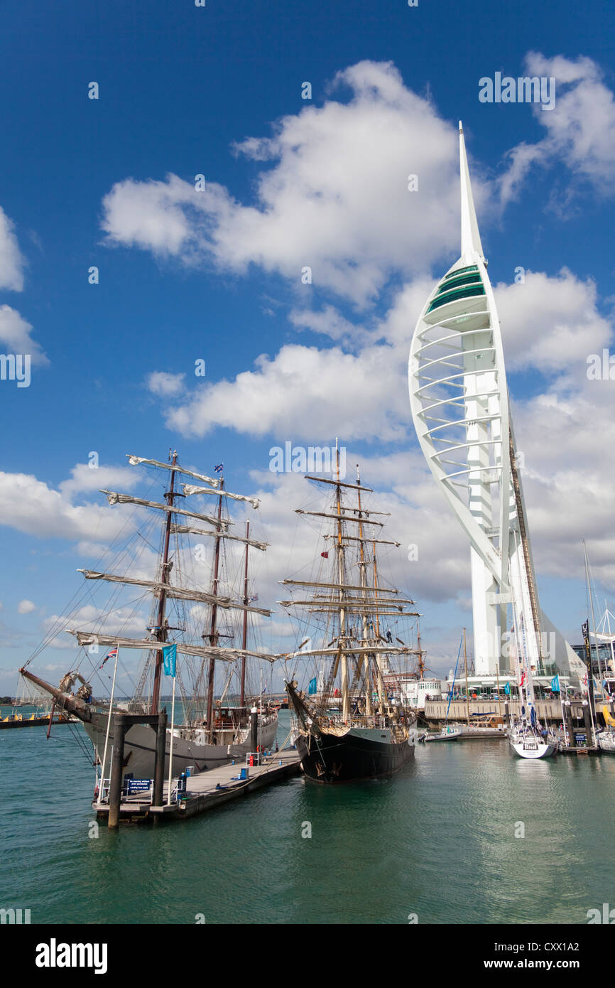 Tall ships and Spinnaker Tower, Portsmouth, UK Stock Photo Alamy