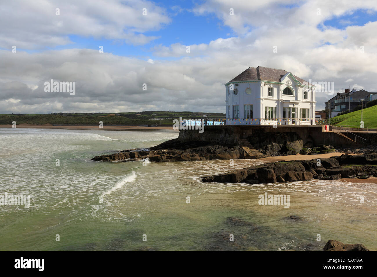 The Arcadia building on the seafront at East Strand beach in Portrush, County Antrim, Northern Ireland, UK Stock Photo