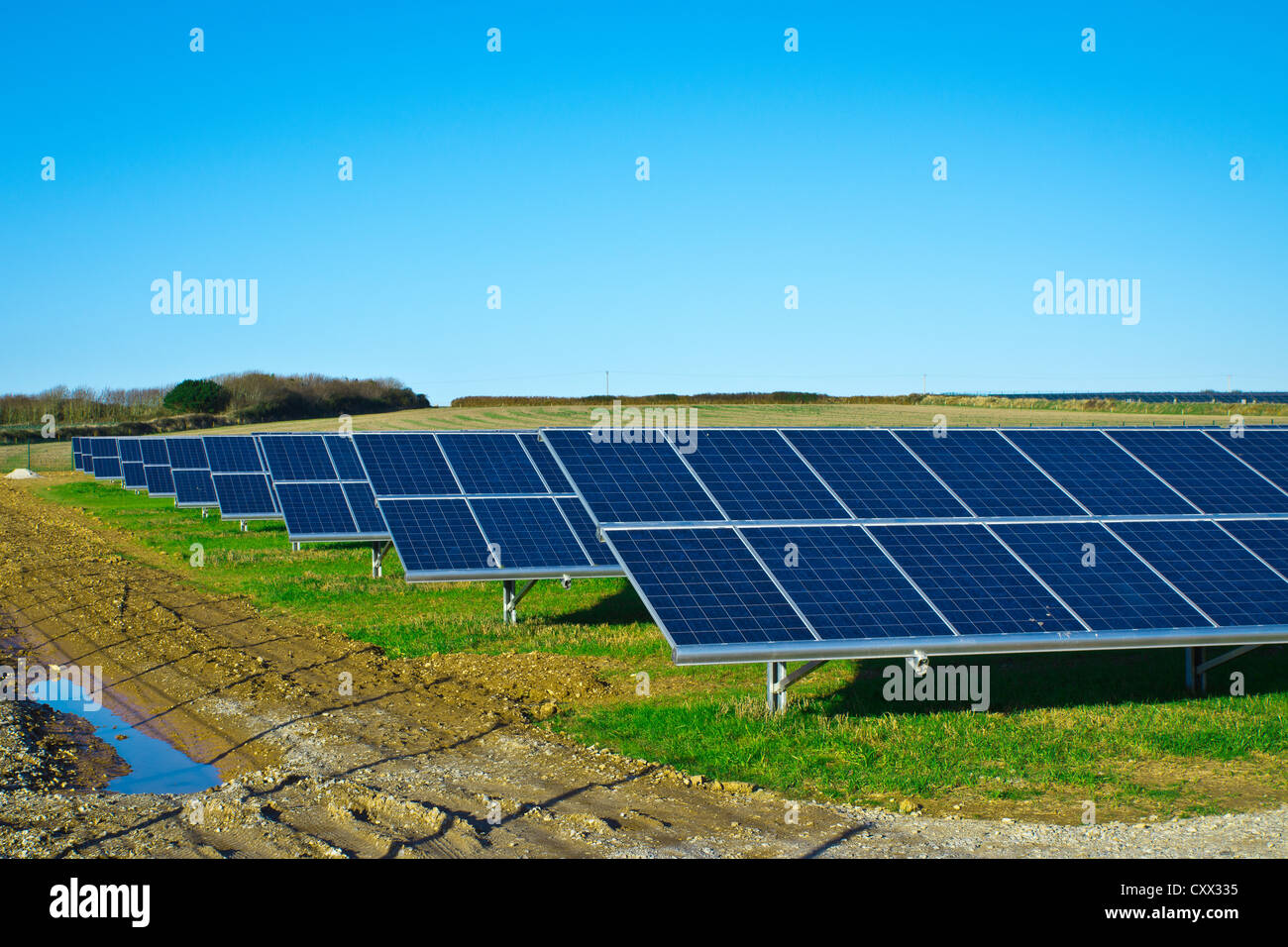 Solar Farm in Cornwall, England. Stock Photo