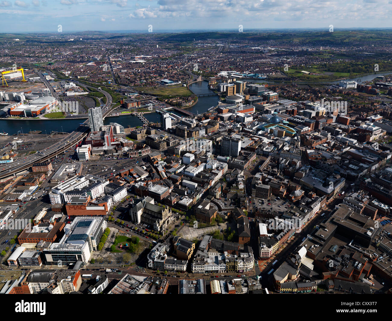 Belfast, Northern Ireland, aerial, April 2012 Stock Photo