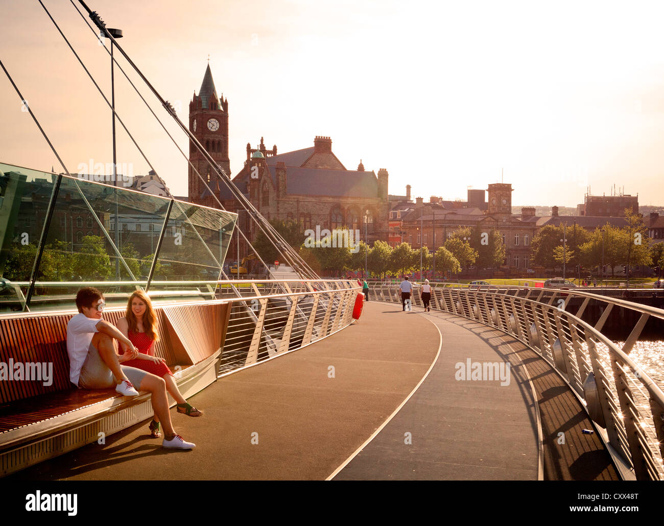 Derry Peace Bridge, Northern Ireland Stock Photo