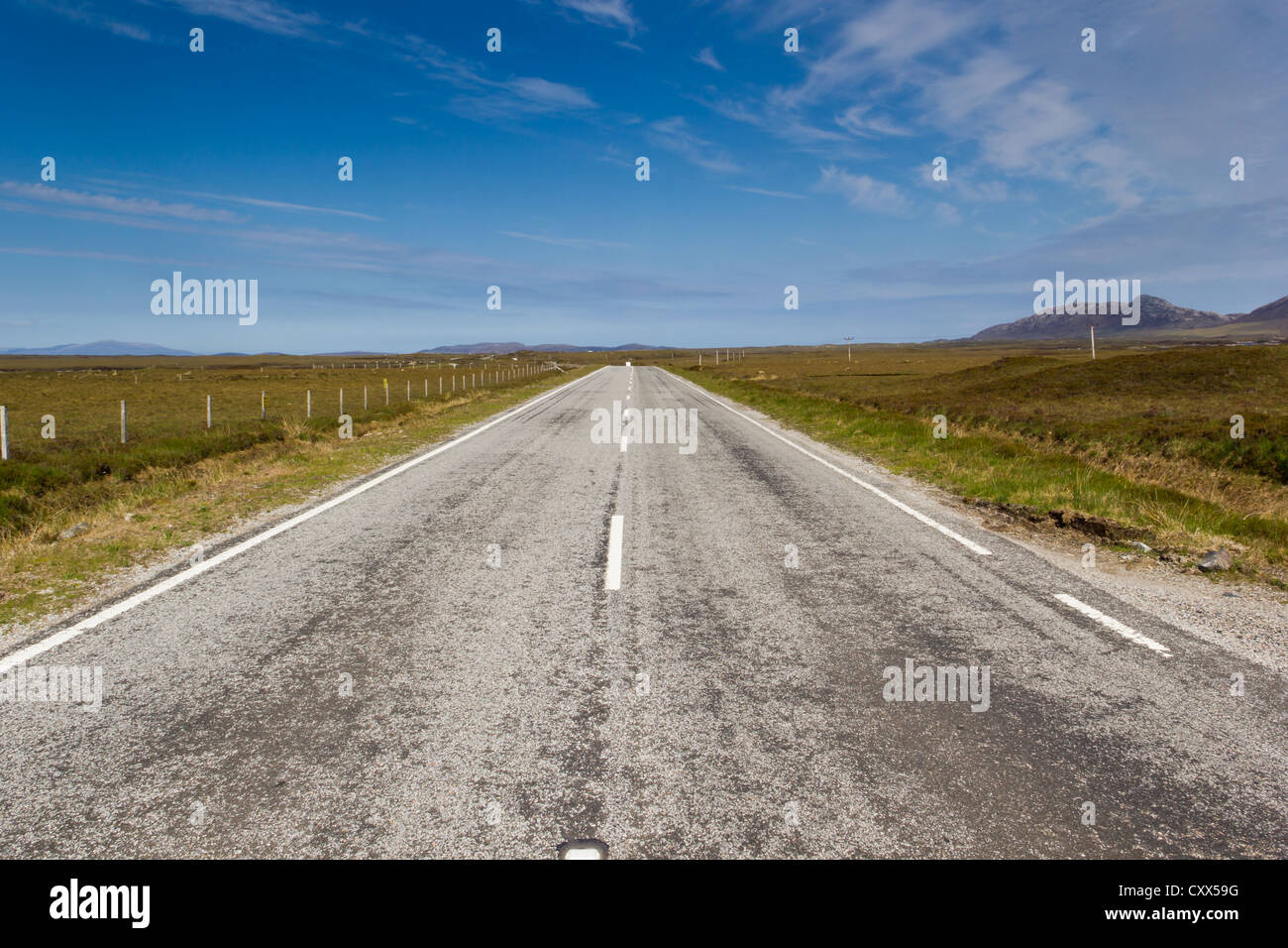 The long way to Lochmaddy (Outer Hebrides of Scotland) Stock Photo