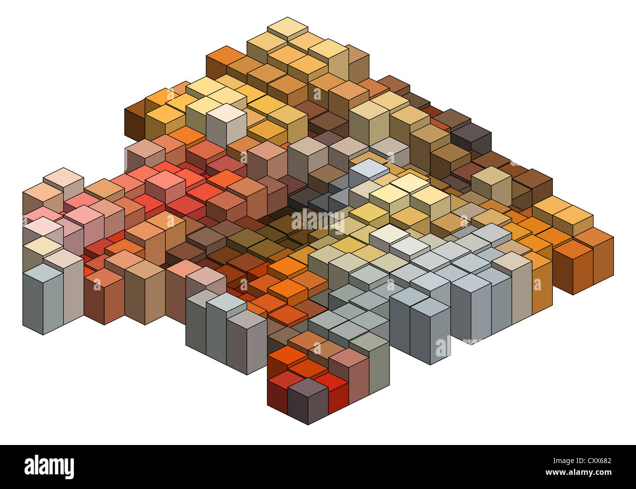 Colorful 3D cubes, abstract background Stock Photo