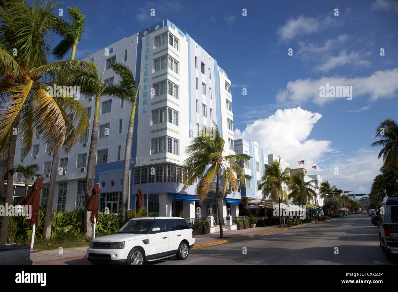 park central hotel and ocean drive art deco historic district ocean drive miami south beach florida usa Stock Photo