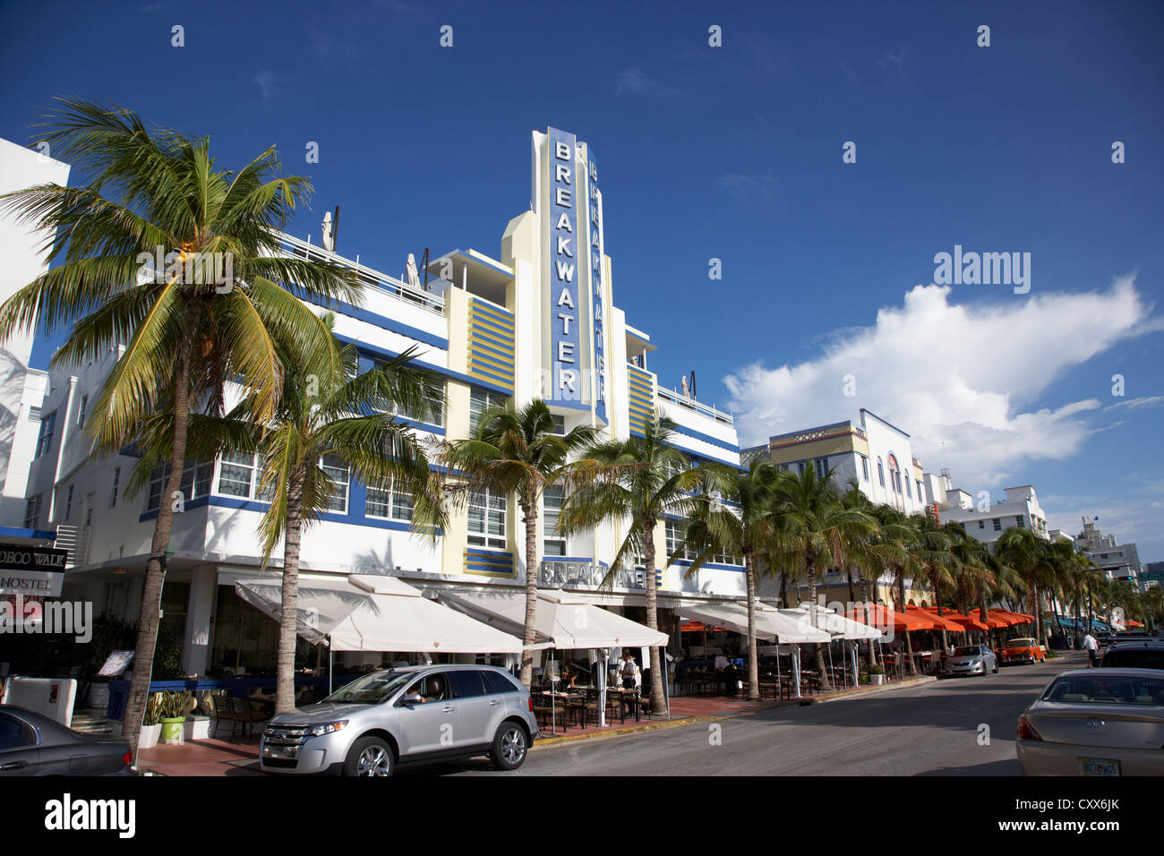 hotel breakwater and the art deco historic district ocean drive miami south beach florida usa Stock Photo
