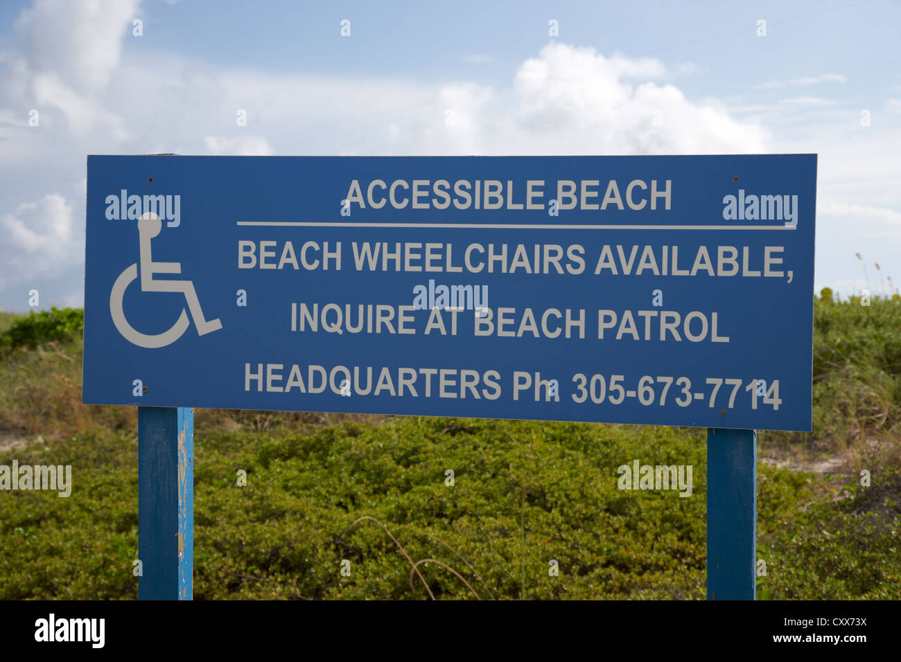 accessible beach sign miami south beach florida usa Stock Photo
