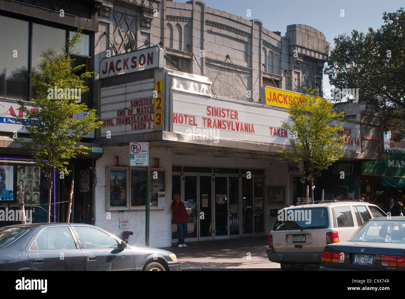 The Jackson Heights Cinema triplex in the Jackson Heights neighborhood of Queens in New York Stock Photo