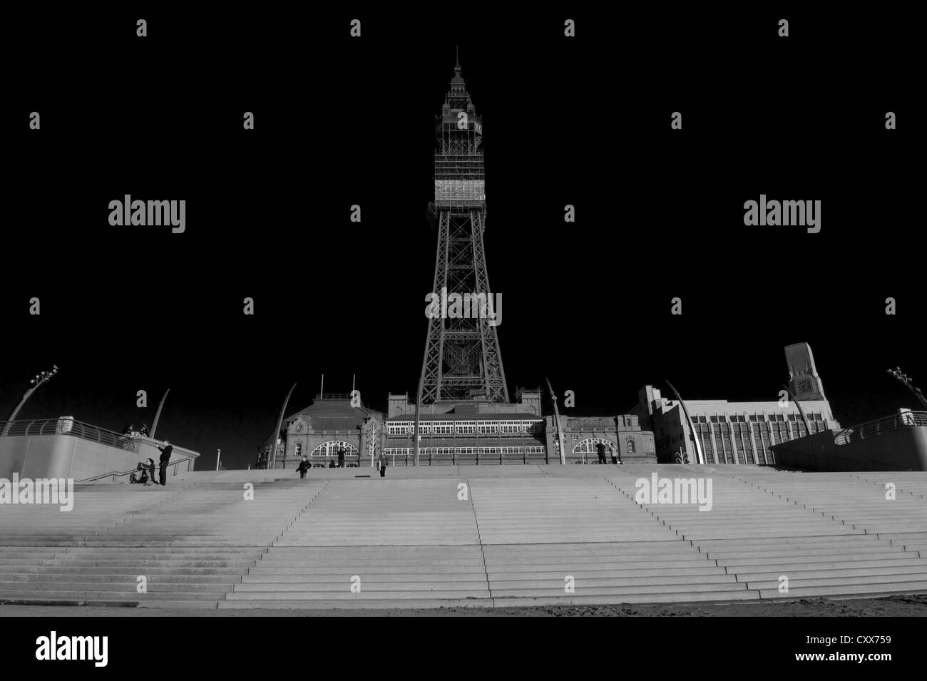 Blackpool tower with black and white filter Stock Photo