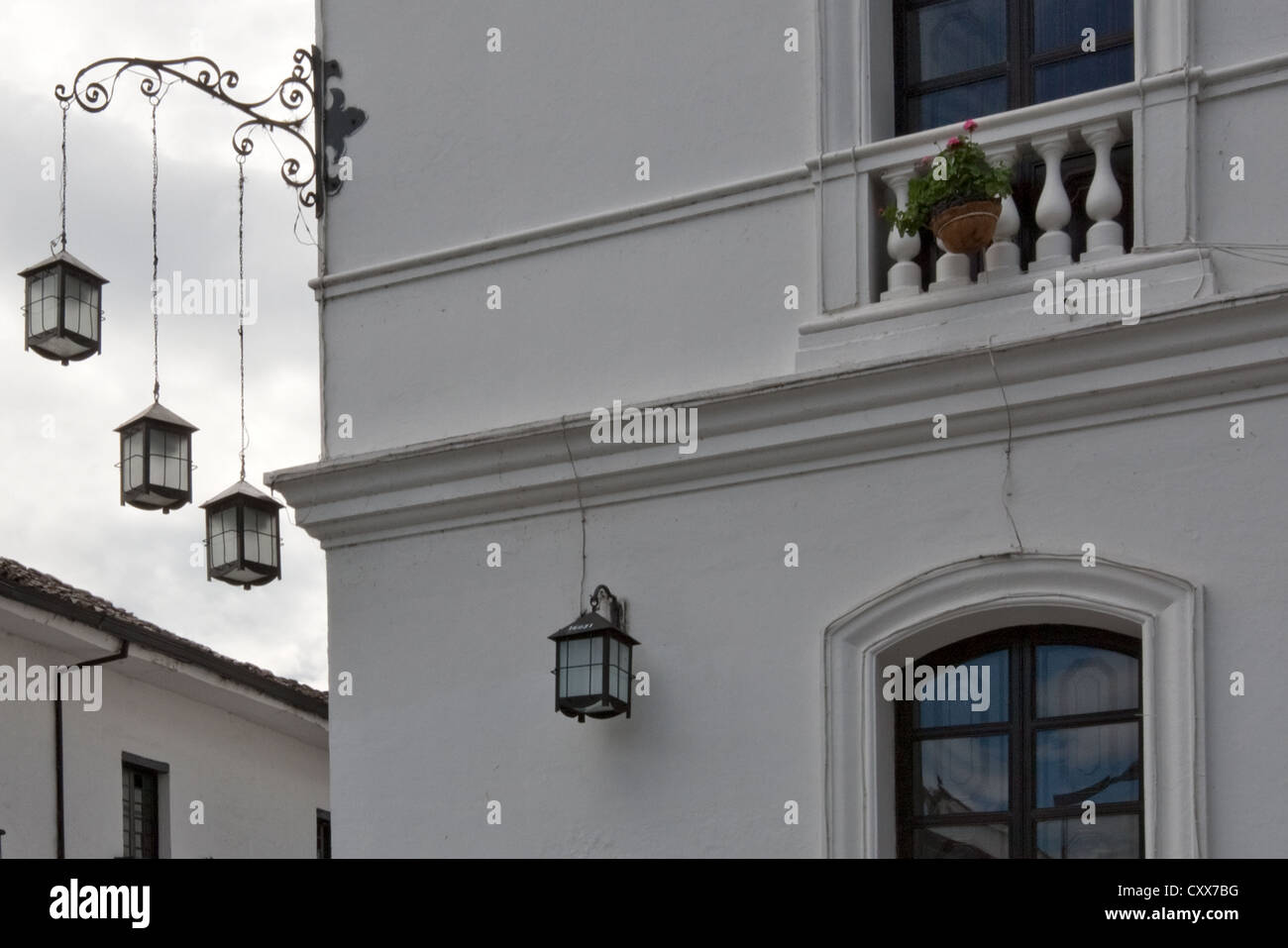 Lanterns in historic area with Spanish colonial architcture, Popayan, Colombia Stock Photo