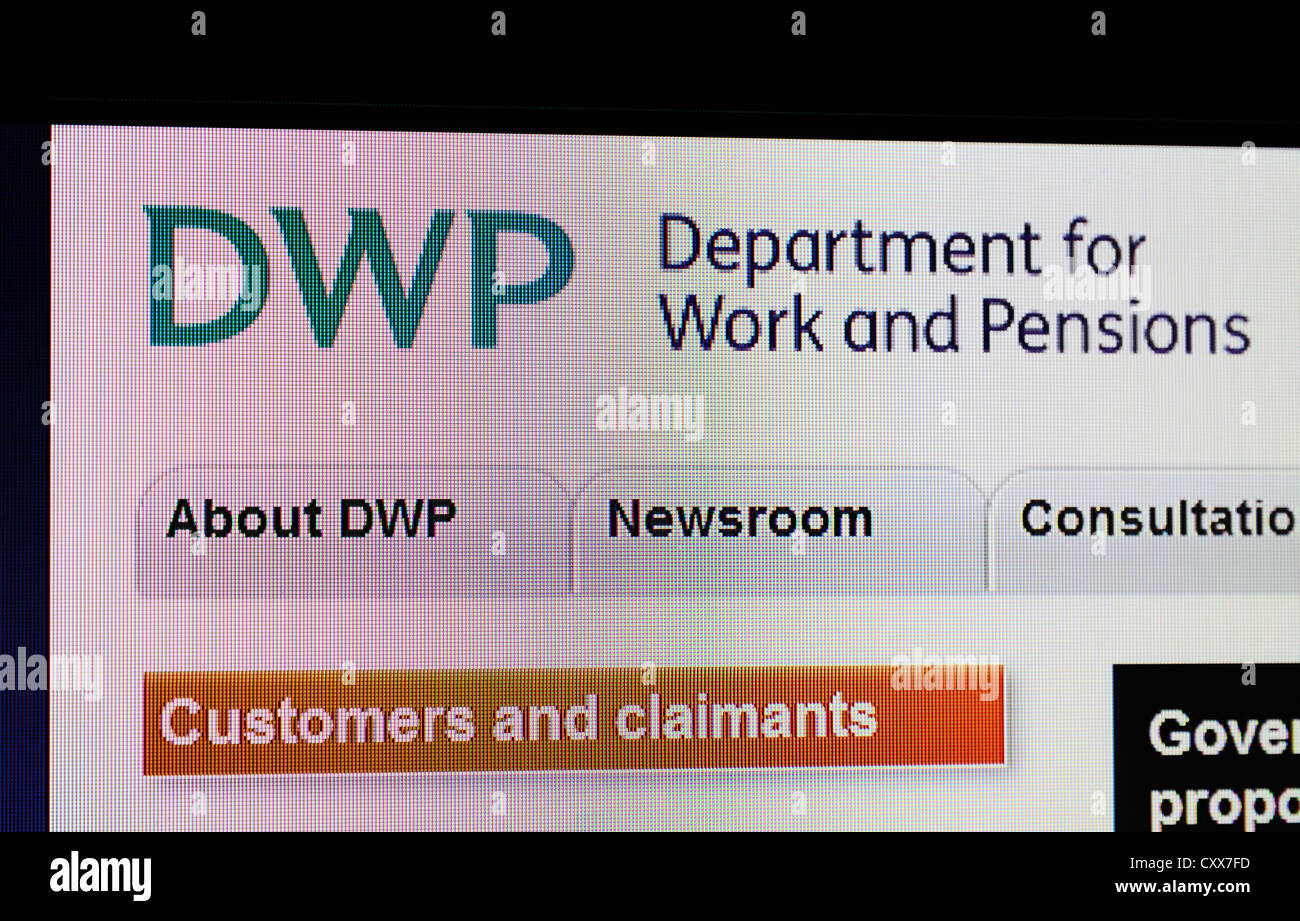 the department for work and pensions web site Stock Photo