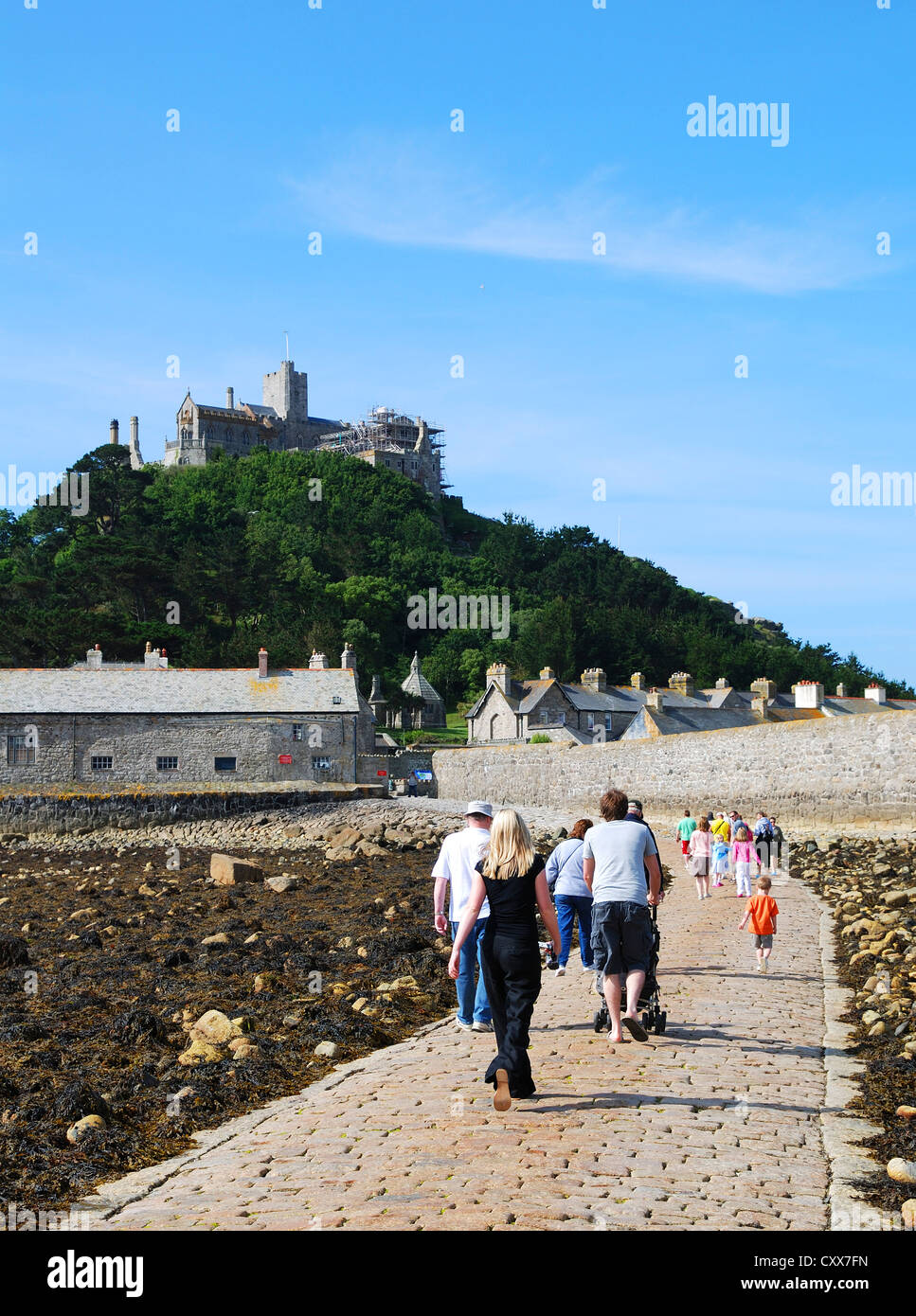 Tourists visiting St.Michaels Mount in Cornwall, UK Stock Photo