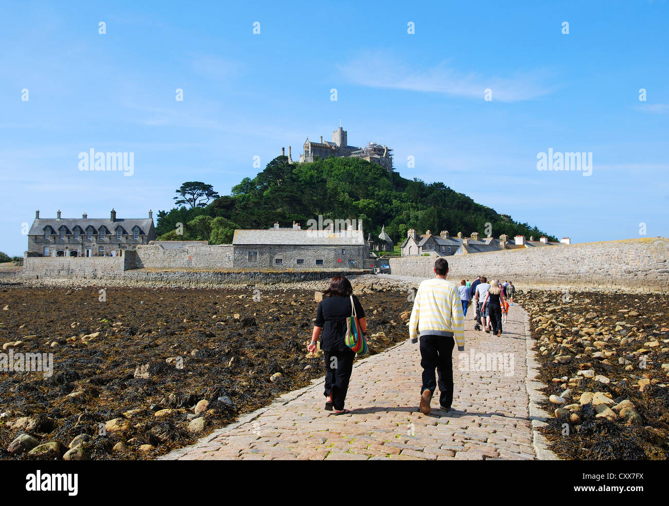 Tourists visiting St.Michaels Mount in Cornwall, UK Stock Photo