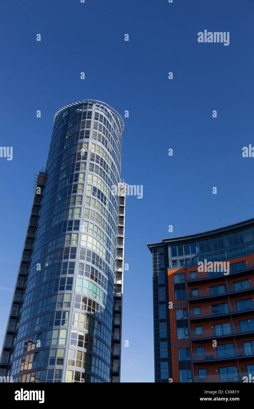 No 1 Gunwharf Quays ('lipstick building') on the left, Portsmouth