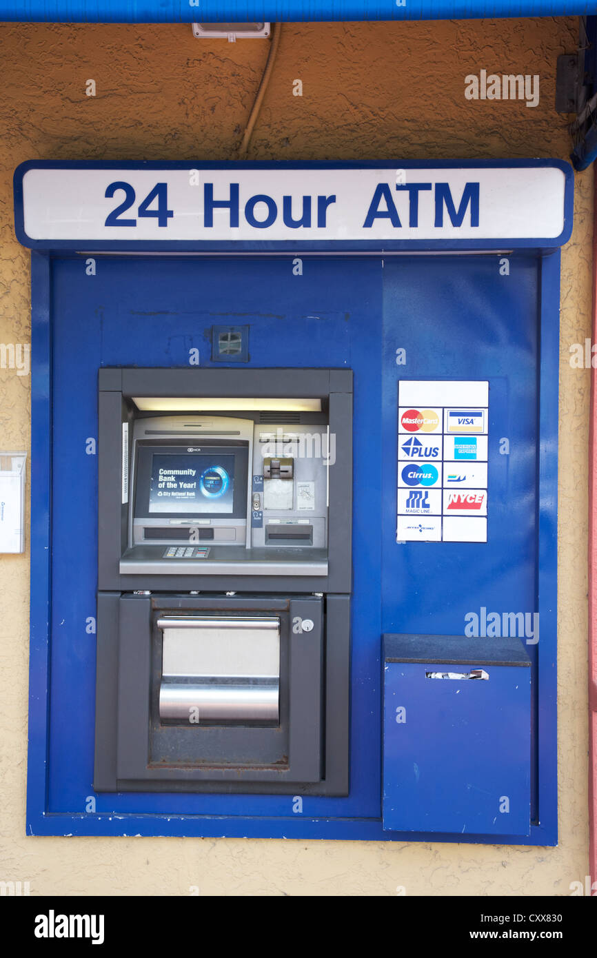 24 hour cash machine atm banking miami south beach florida usa Stock Photo