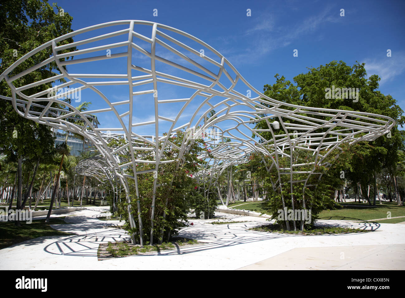 park grounds designed by frank gehry outside the new world symphony campus miami south beach florida usa Stock Photo