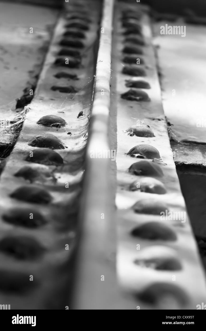 A section of old rail bridge that spans a canal in Findern Derbyshire ...
