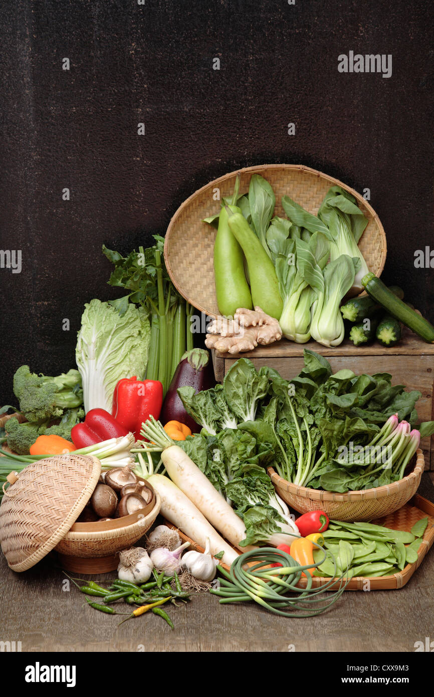 Baskets full of vegetables Stock Photo