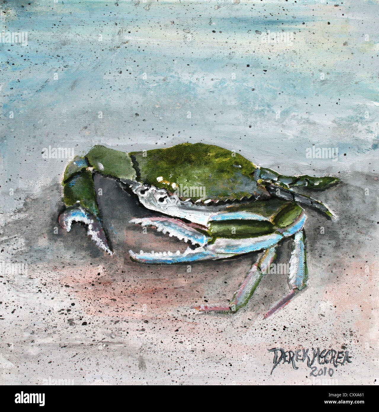 blue crab sea life painting Stock Photo