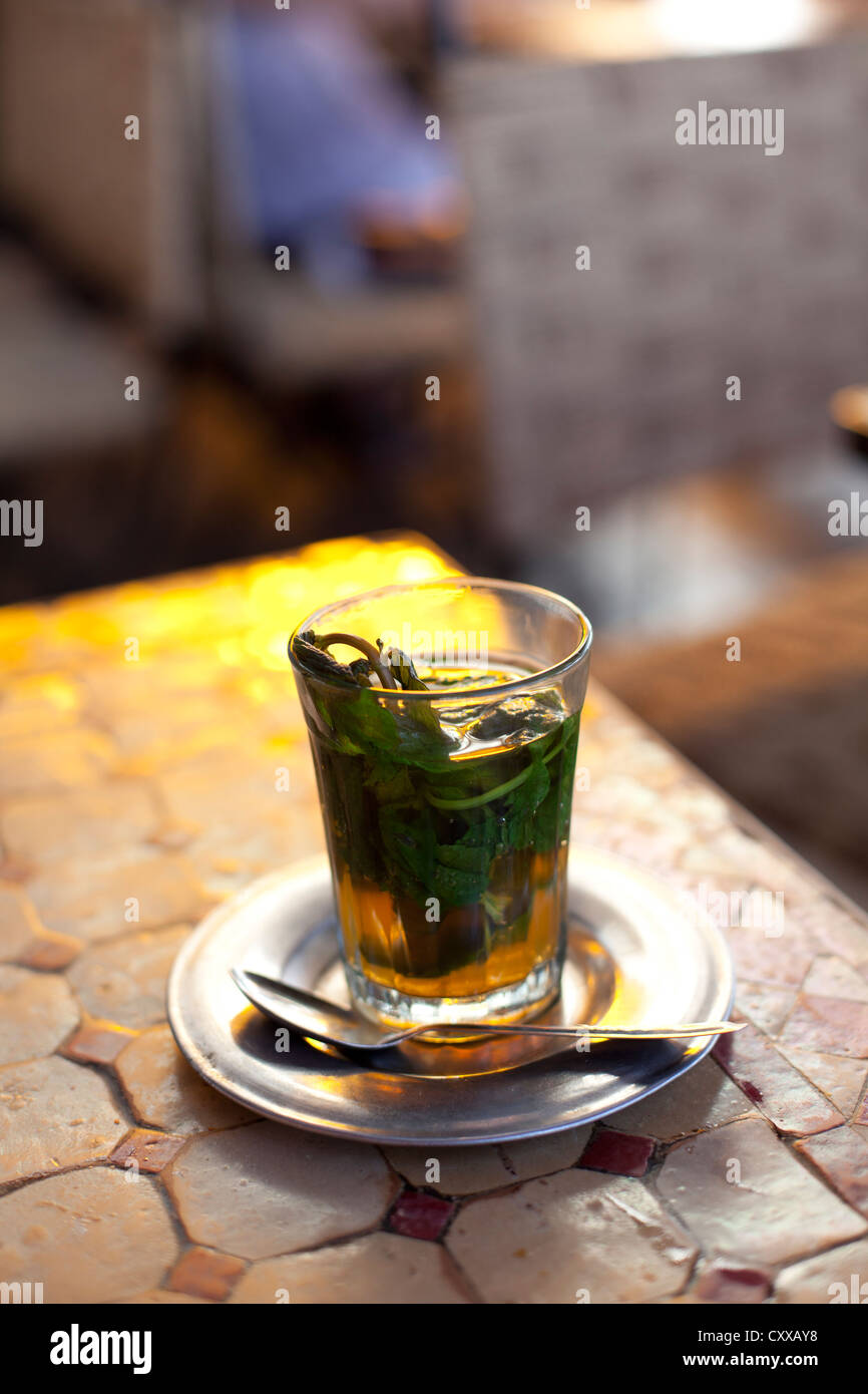 Moroccan mint tea cafe Marrakesh Morocco Stock Photo Alamy