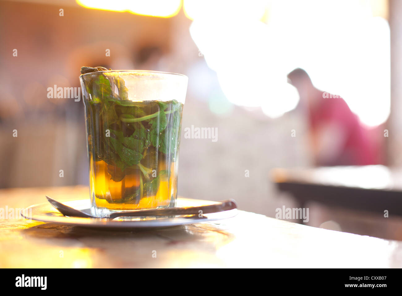 Moroccan mint tea cafe Marrakesh Morocco Stock Photo Alamy