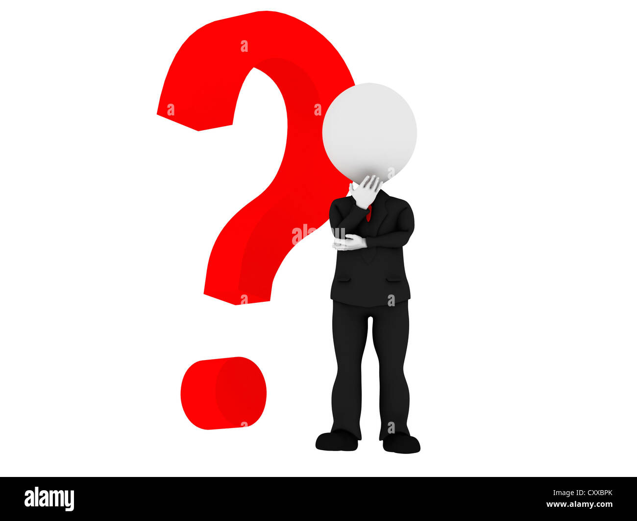 3d human with a red question mark Stock Photo - Alamy