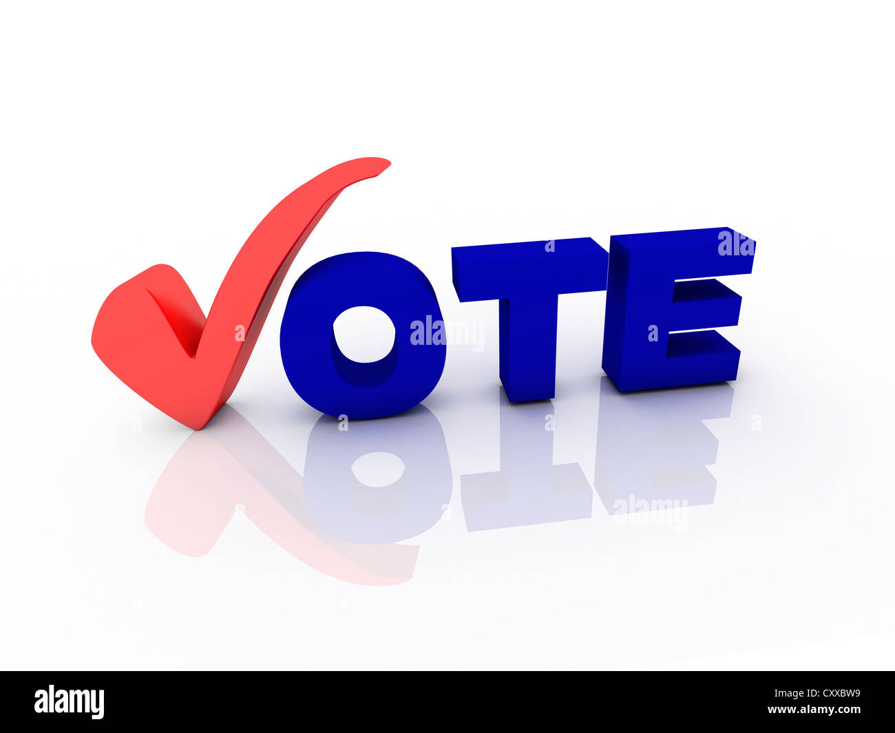 Vote text with check mark Stock Photo