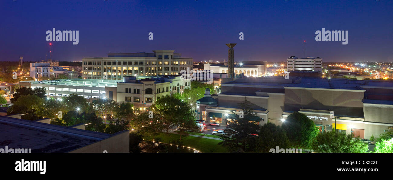 Downtown Modesto, California skyline at night Stock Photo Alamy