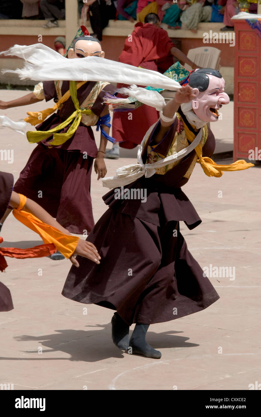 Masked Buddhist monks Perform a ritual dance at the annual Kungri ...