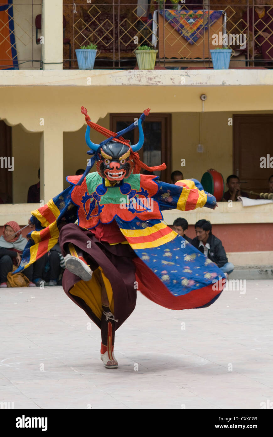 A masked Buddhist monk Performs a ritual dance at the annual Kungri ...