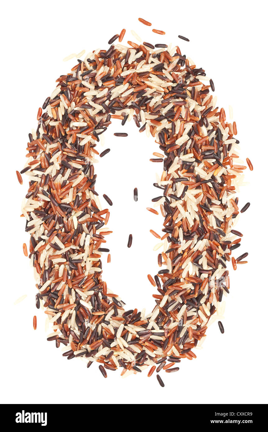 zero, number from Organic Whole grain Rice Stock Photo - Alamy