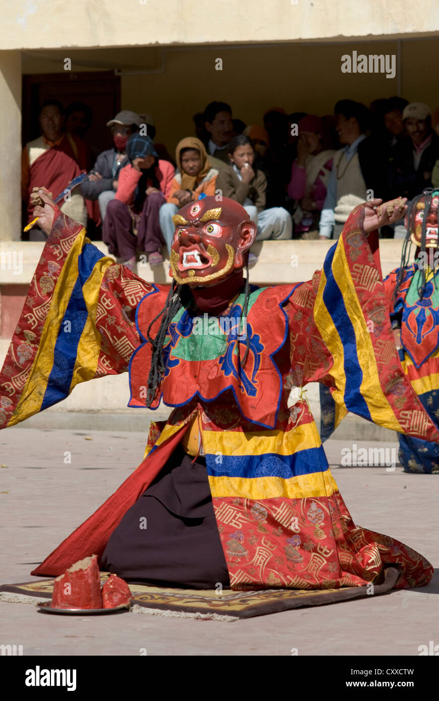 A masked Buddhist monk Performs a ritual dance at the annual Kungri ...