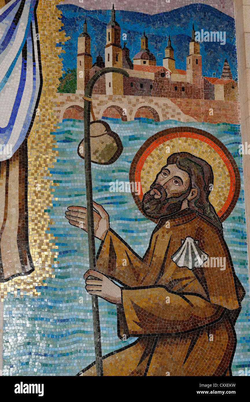 Saint James the Elder, mosaic, Basilica of Annunciation, Nazareth, Galilee, Israel, Middle East Stock Photo