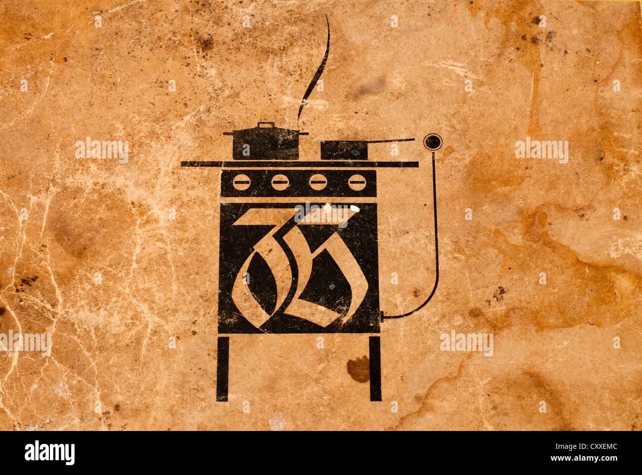 Sign on the very old German recipe book Stock Photo Alamy