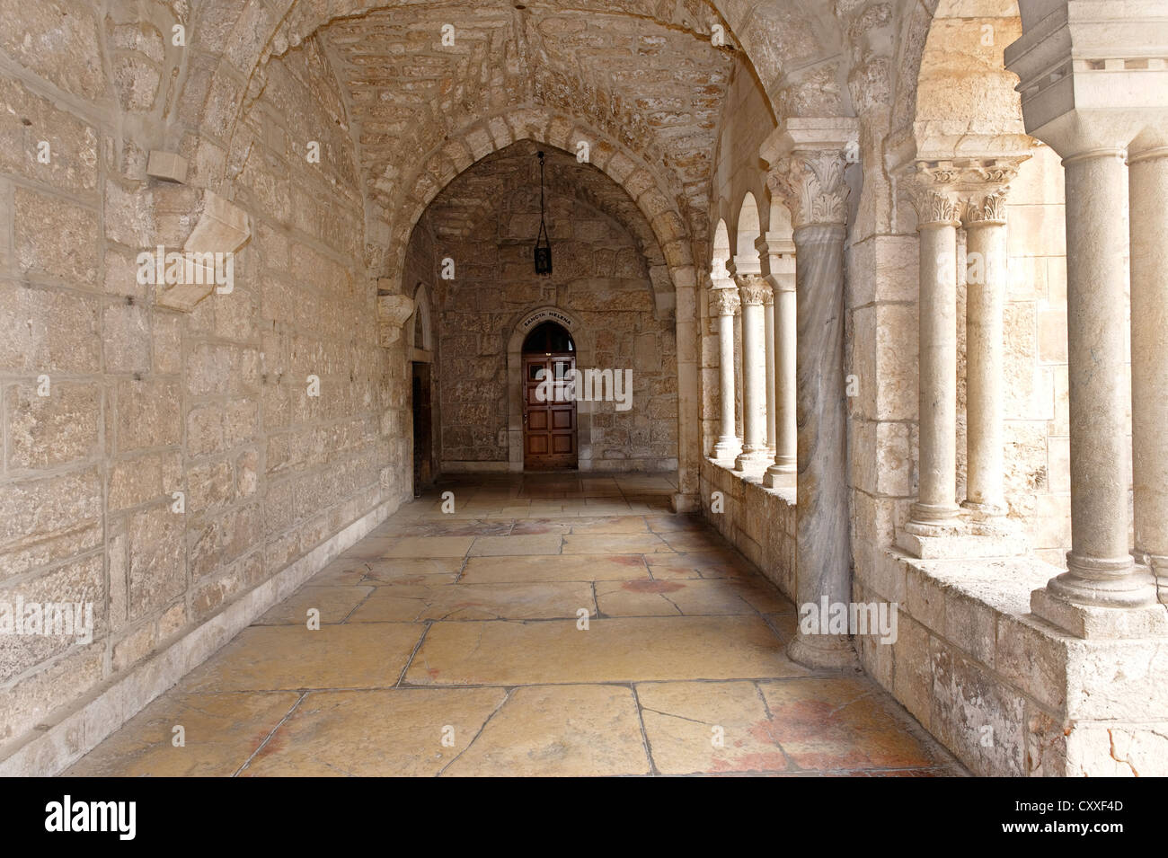 Cloister of Saint-Catherine's Church near the Church of the Nativity, Bethlehem, West Bank, Israel, Middle East Stock Photo