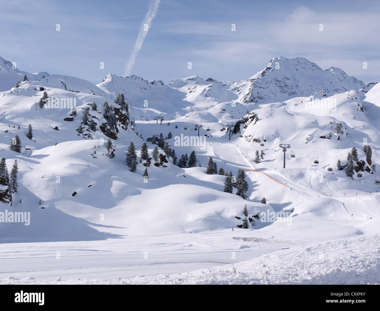 Ski slopes, Kaunertal glacier ski area, Kaunertal, Feichten, Tyrol, Austria, Europe Stock Photo