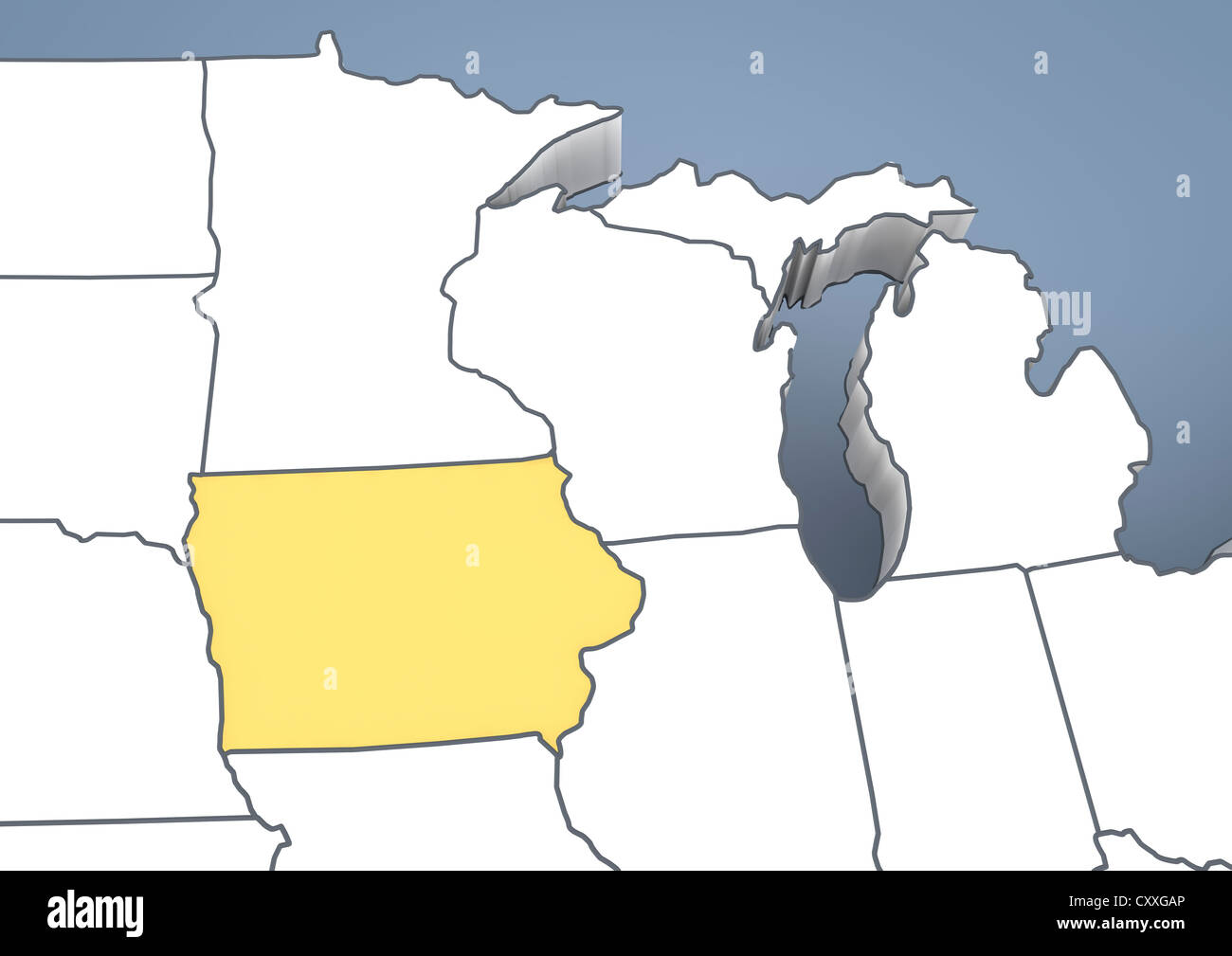 Iowa Outline Hi Res Stock Photography And Images Alamy Iowa Ia Usa United States Of America Outline 3d Illustration CXXGAP