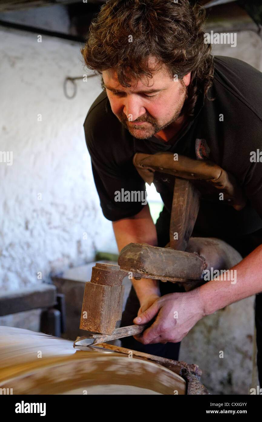 Forgemaster Frank Wagenhofer at work, blacksmith, historic forge at ...